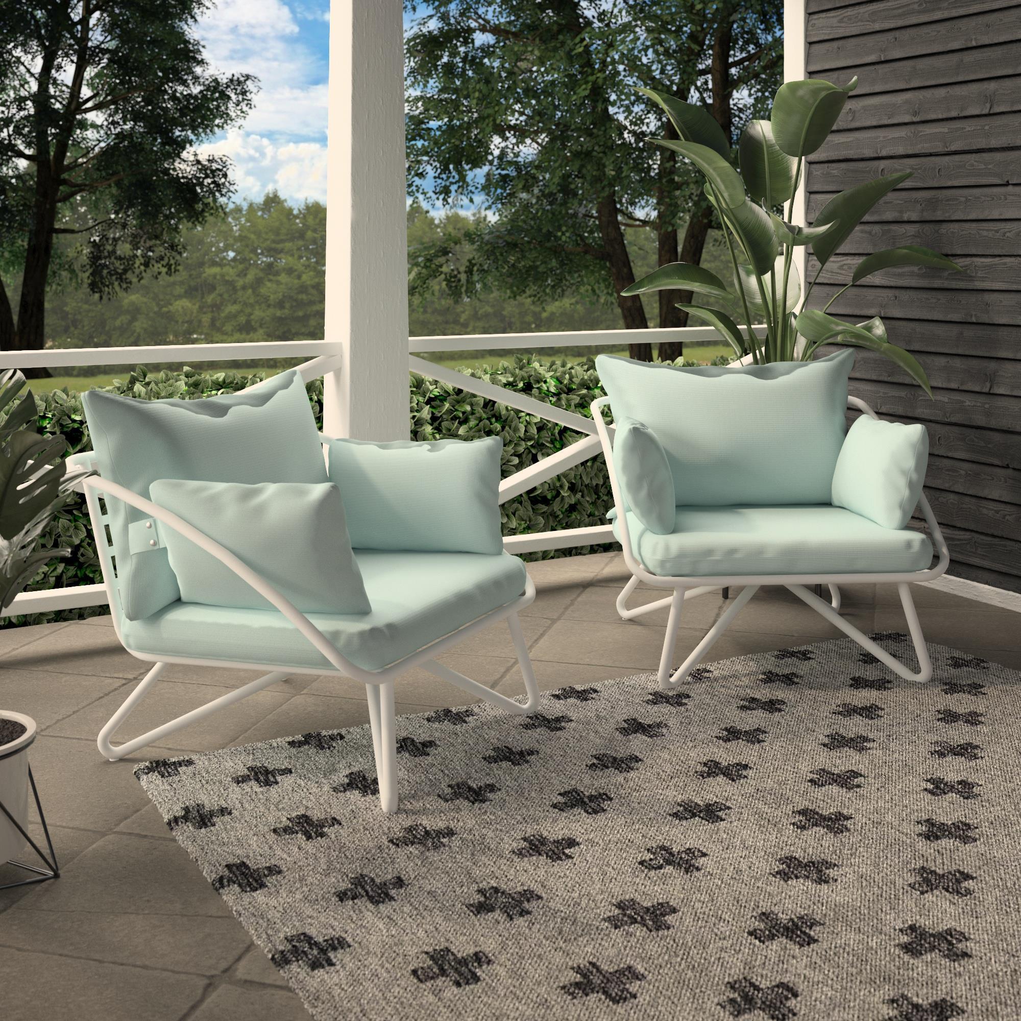Novogratz Teddi Outdoor Lounge Chairs - 2-Piece, Aqua Haze, Steel, 30.75in. Width, Weather-Resistant, Model# 88061AQHE
